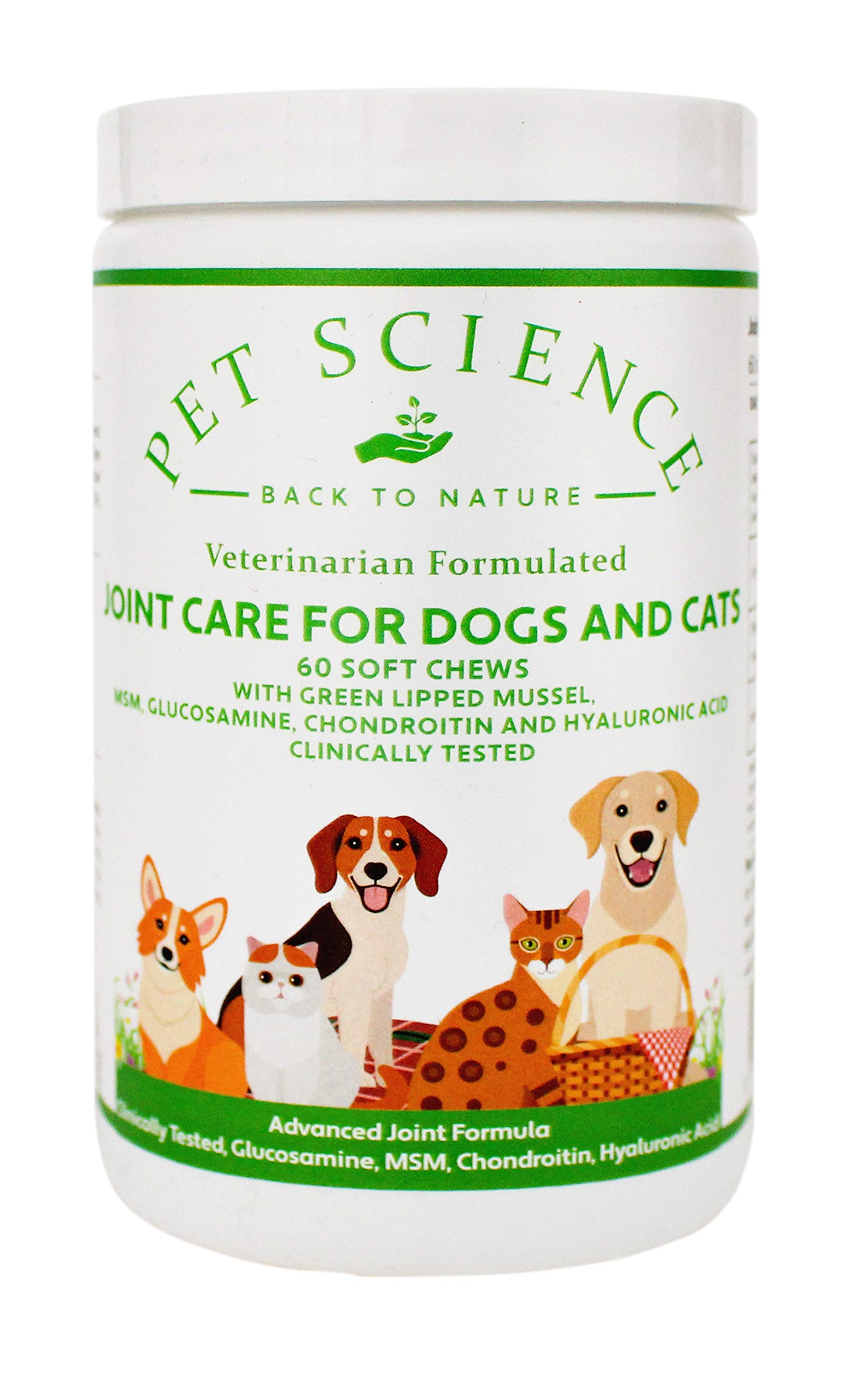 Pet Science Joint Care for Dogs and Cats, Clinically Tested, Assists Mobility (60 Soft Chews)