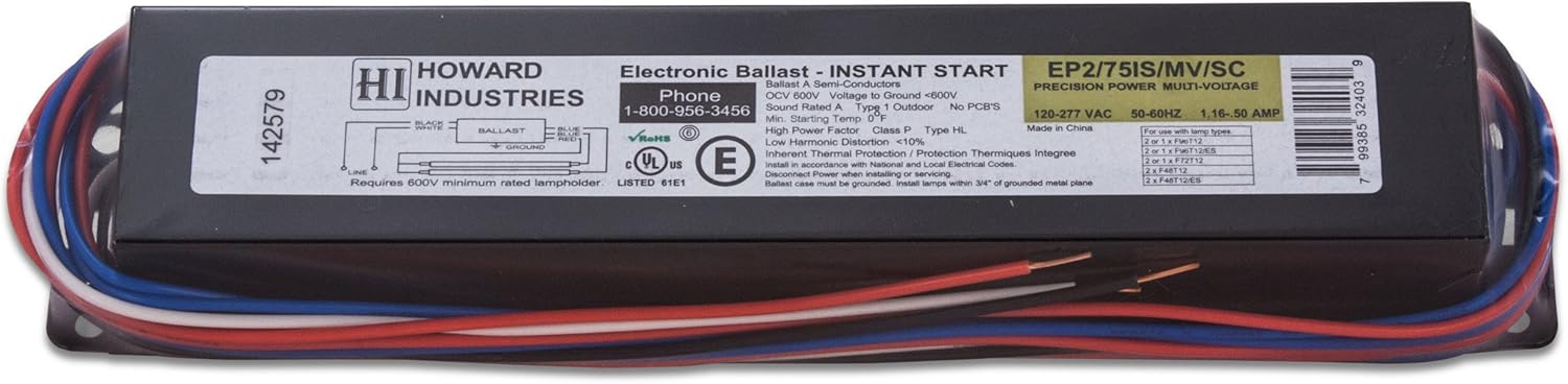 Howard Lighting EP2/75IS/MV/SC 75W 2 Lamp F96T12 Electronic Fluorescent Ballast
