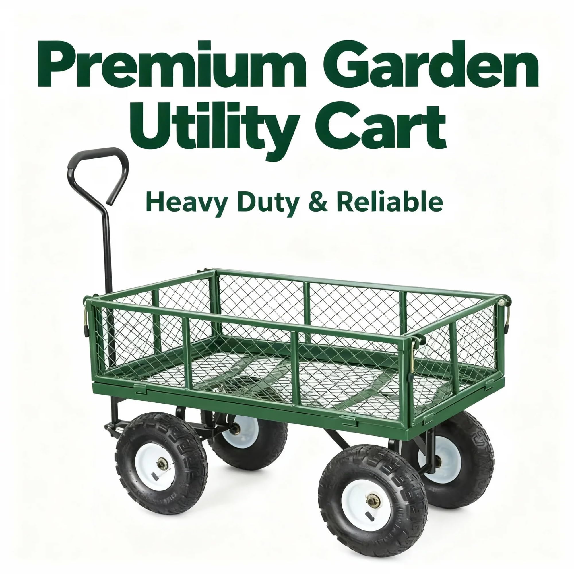Vagón Plegable Todoterreno con Ruedas Grandes, Capacidad de 250 kg, Ideal para Playa, jardín, Pesca y Venta Ambulante.