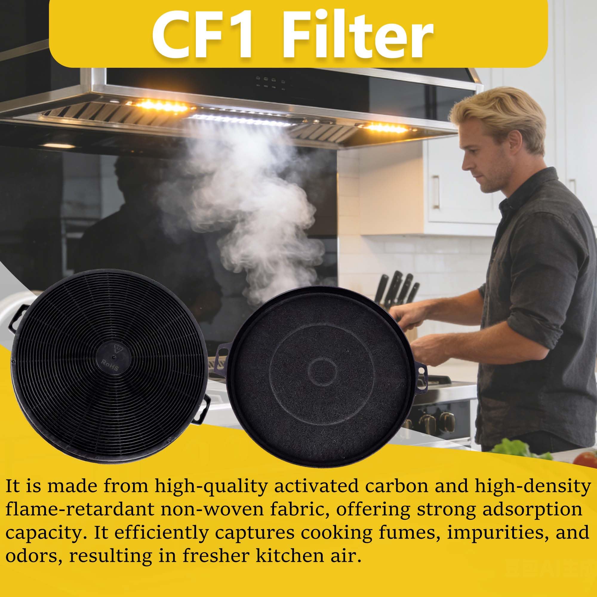 Paquete de 4 filtros de carbón CF1 para campana extractora | Compatible con modelos Zline KB-36 KB-30 KE-30 KE-48 KL2-30 KL3-30 IE77 | Compatible con varios modelos excepto 587 597 9597 Series