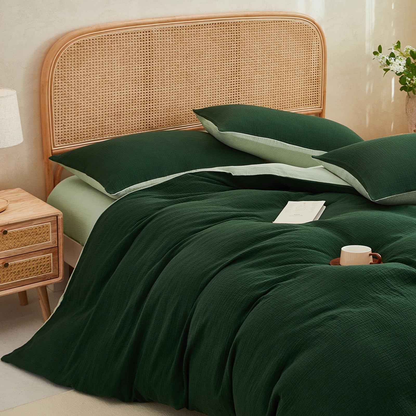Housse de couette gaze de coton 220x240 zippée Oeko-TEX respirante