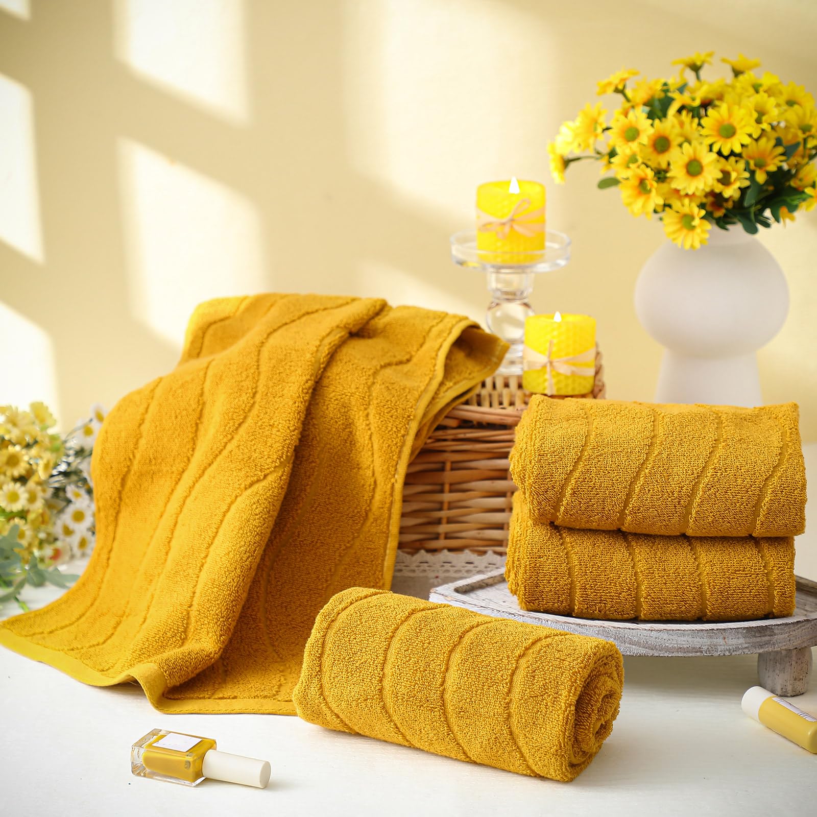 Amazon.com: VitalCozy 4 Pack Hand Towels for Bathroom 100% Cotton