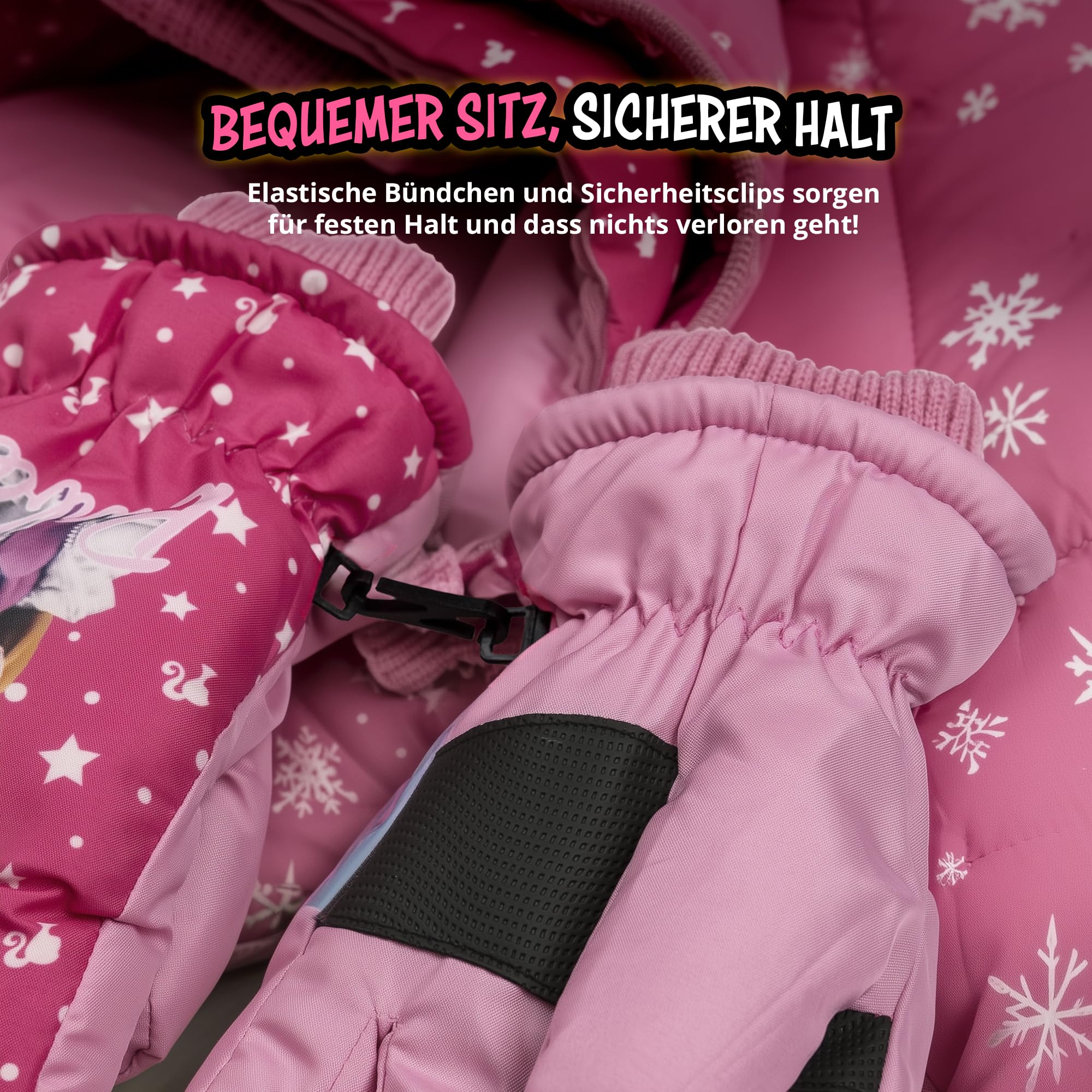 United Labels Barbie - Guantes de esquí infantiles para niña, guantes de invierno impermeables y resistentes al viento, guantes de nieve, guantes cálidos para snowboard y esquí rosa