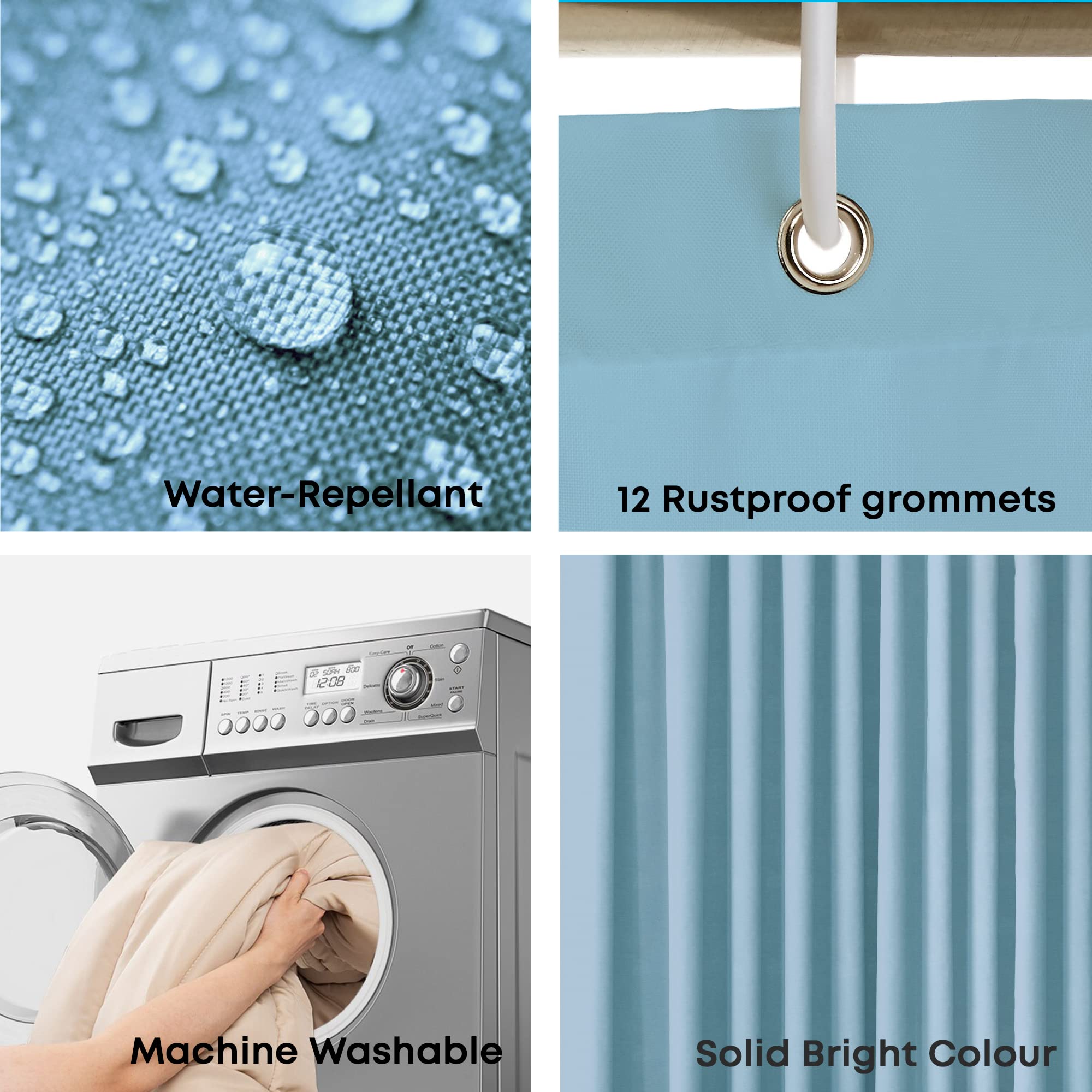 Blue Canyon Plain Shower Curtains, Sky Blue, W 70.9" x L 70.9" (1 Panels) - Image 2