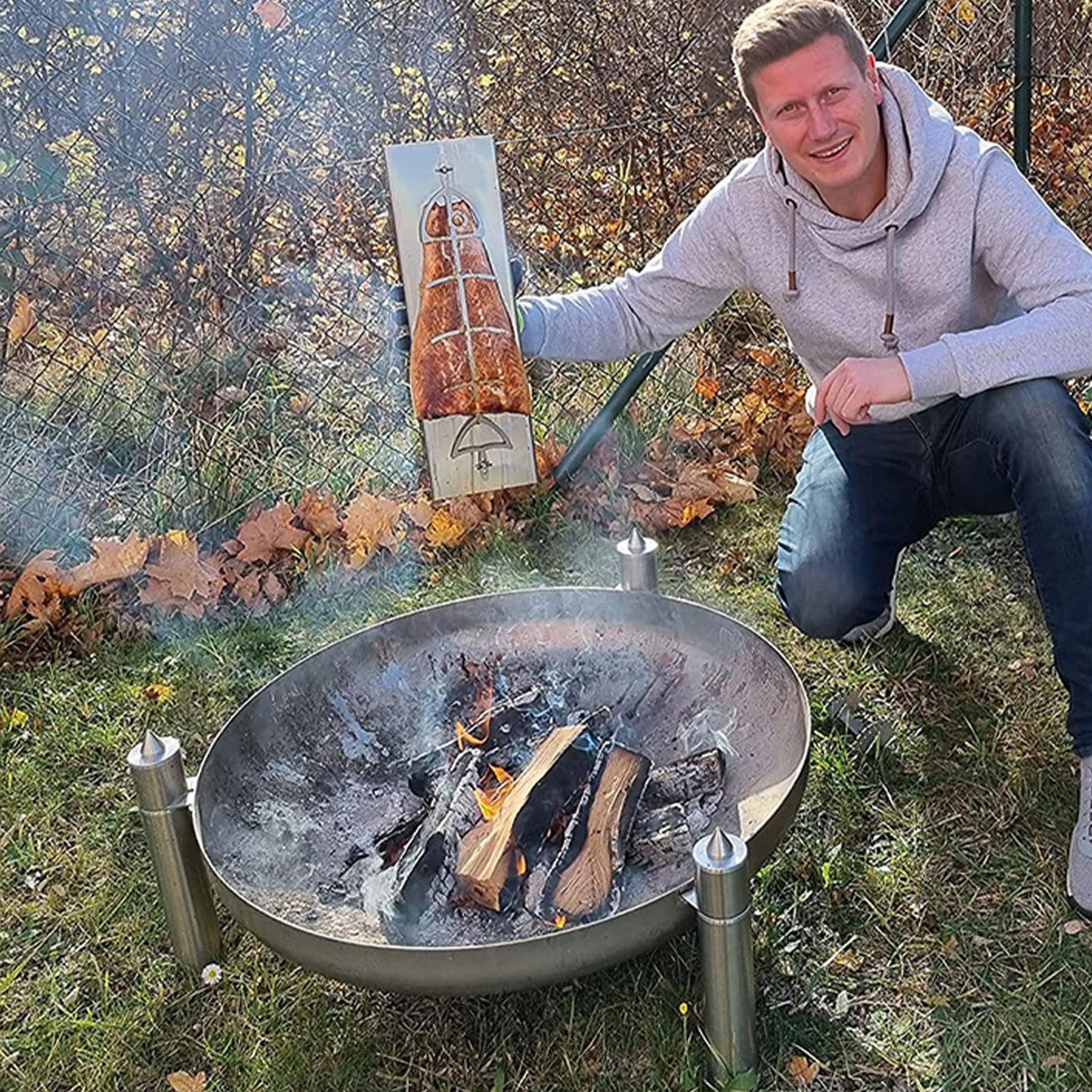Soporte para Salmón A La Llama Utensilios De Cocina para Principiantes con | Tabla De Cedro Con Acero Inoxidable Para Parrilla Para Hogar Y Camping