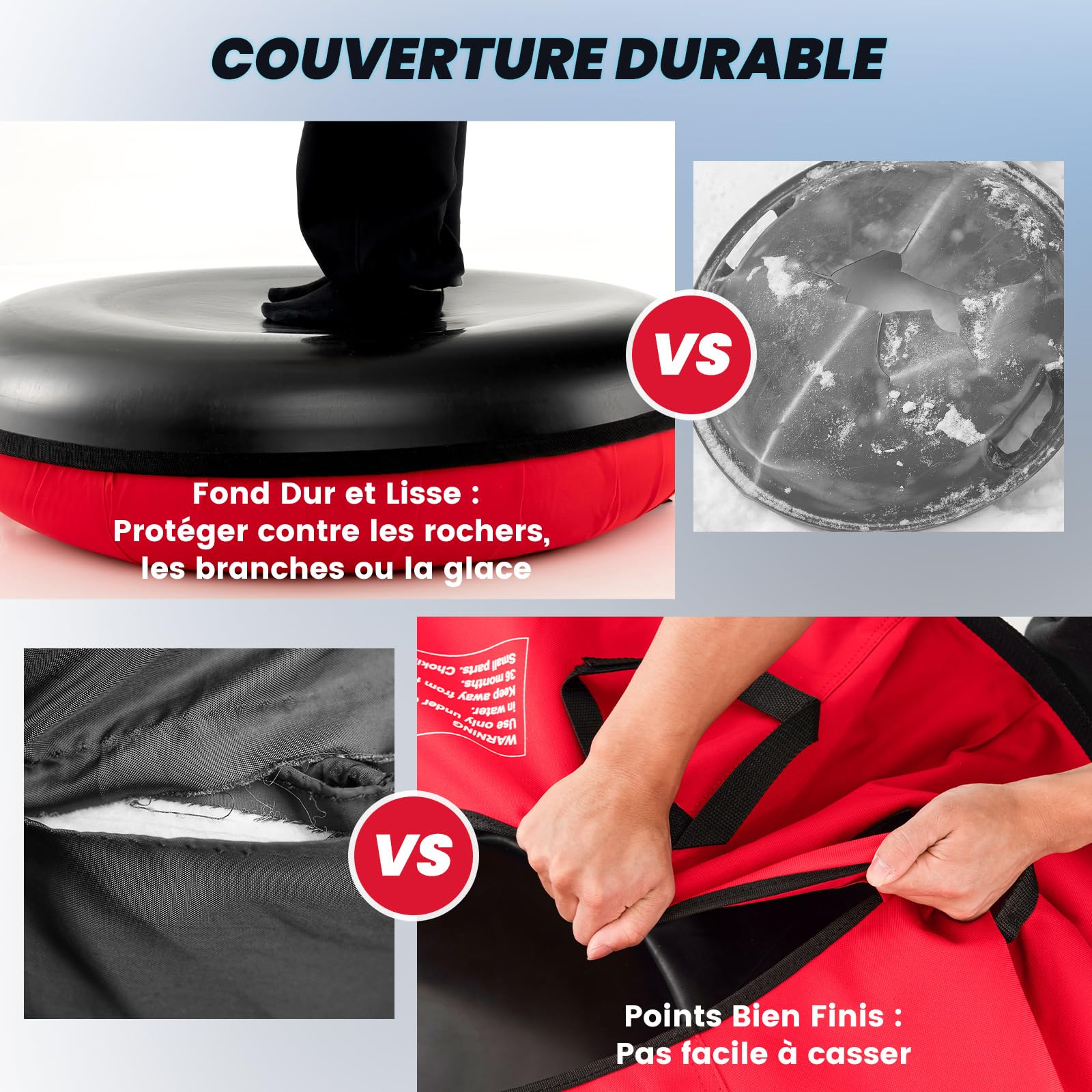 Luge Gonflable COSTWAY 2 Places – Double Couche Oxford + Chambre à Air Caoutchouc, Fond PVC Lisse, Capacité 400kg, Pour Enfants Et Adultes