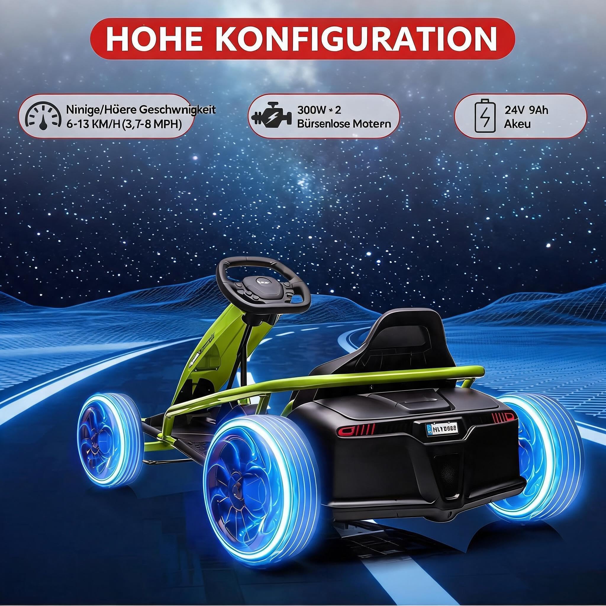 Drift Elektro Go-Kart belastbar bis 70kg für Kinder ab8Jahren
