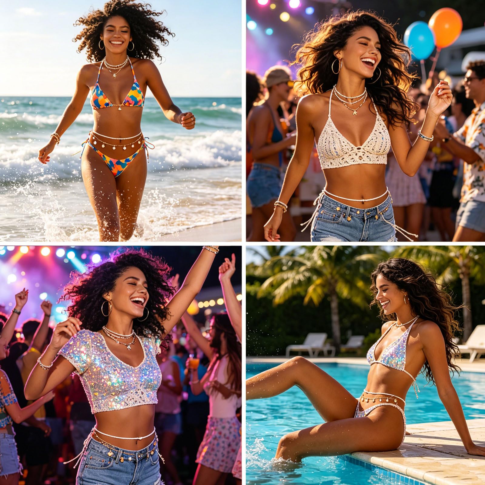 2 pezzi Catenina in vita dorata a forma di stella marina per donne, catenine regolabili, conchiglie boho, catena per il corpo da bikini per spiaggia, festival estivo
