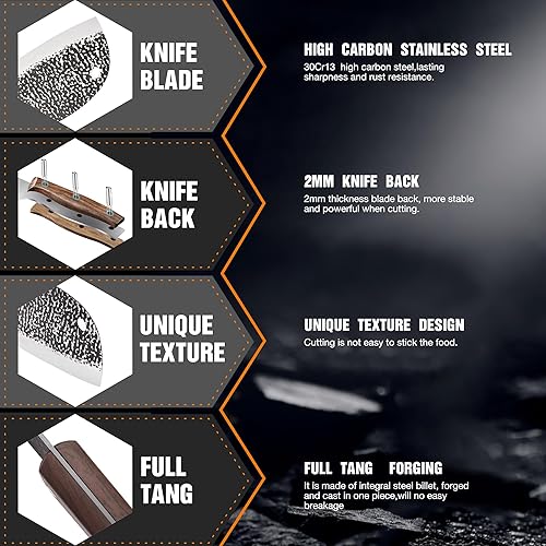 Miniatura 2 de TJ POP Cuchillo de cuchilla chino de 62 pulgadas cuchillo de carne ligero ultra afilado cuchillo de cortar de espiga completa 30Cr13 de grosor de