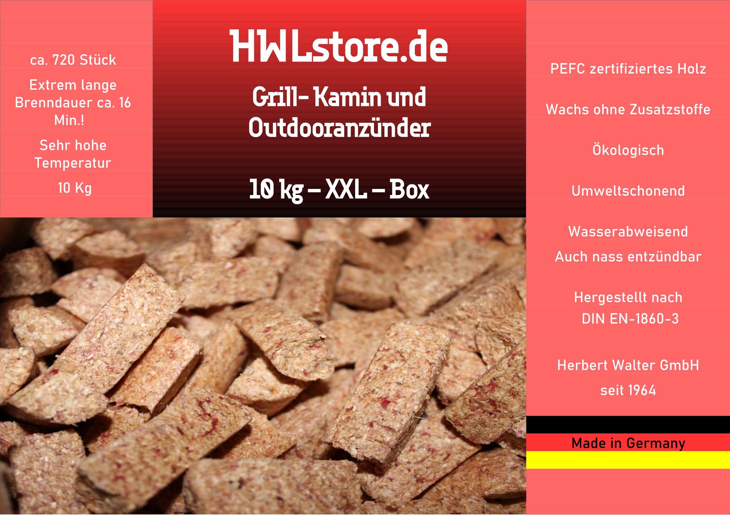 HWLstore Bio-Kaminanzünder Outdooranzünder Grillanzünder ca. 720 Stück 10 kg NIE WIEDER ANZÜNDHOLZ
