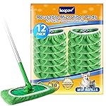 KEEPOW Reusable Wet Pads Refills Compatible with Swiffer Sweeper Mop, Dry Sweeping Cloths, Microfiber Wet Mopping Cloths for Hardwood Floor Cleaning, 12 Pack (Mop is Not Included)