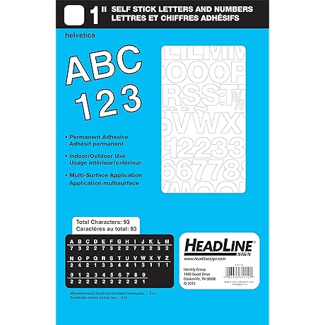 Headline Sign - Vinyl Stick-On Letters and Numbers, 1-Inch, White