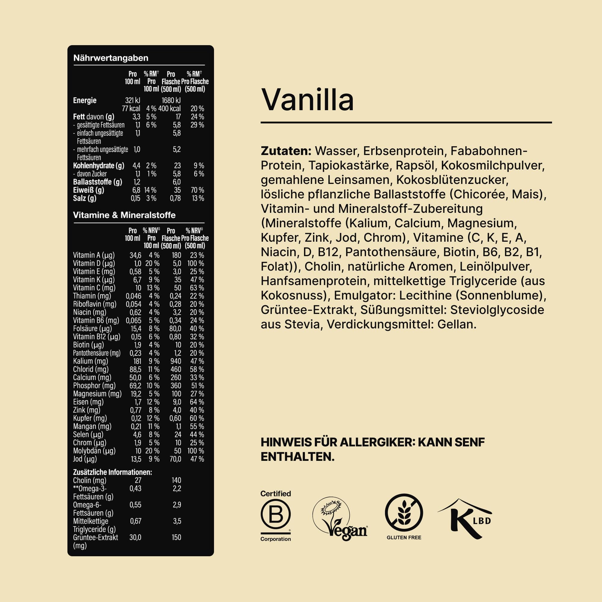 Huel Black Edition Drink Vanilla, proteinreiche Trinkmahlzeit für unterwegs - 8 x 500 ml - 35 g Protein, Reich an Vitamin D, gesunden Fettsäuren & Kalzium, Plant-based, Geschmack Vanille