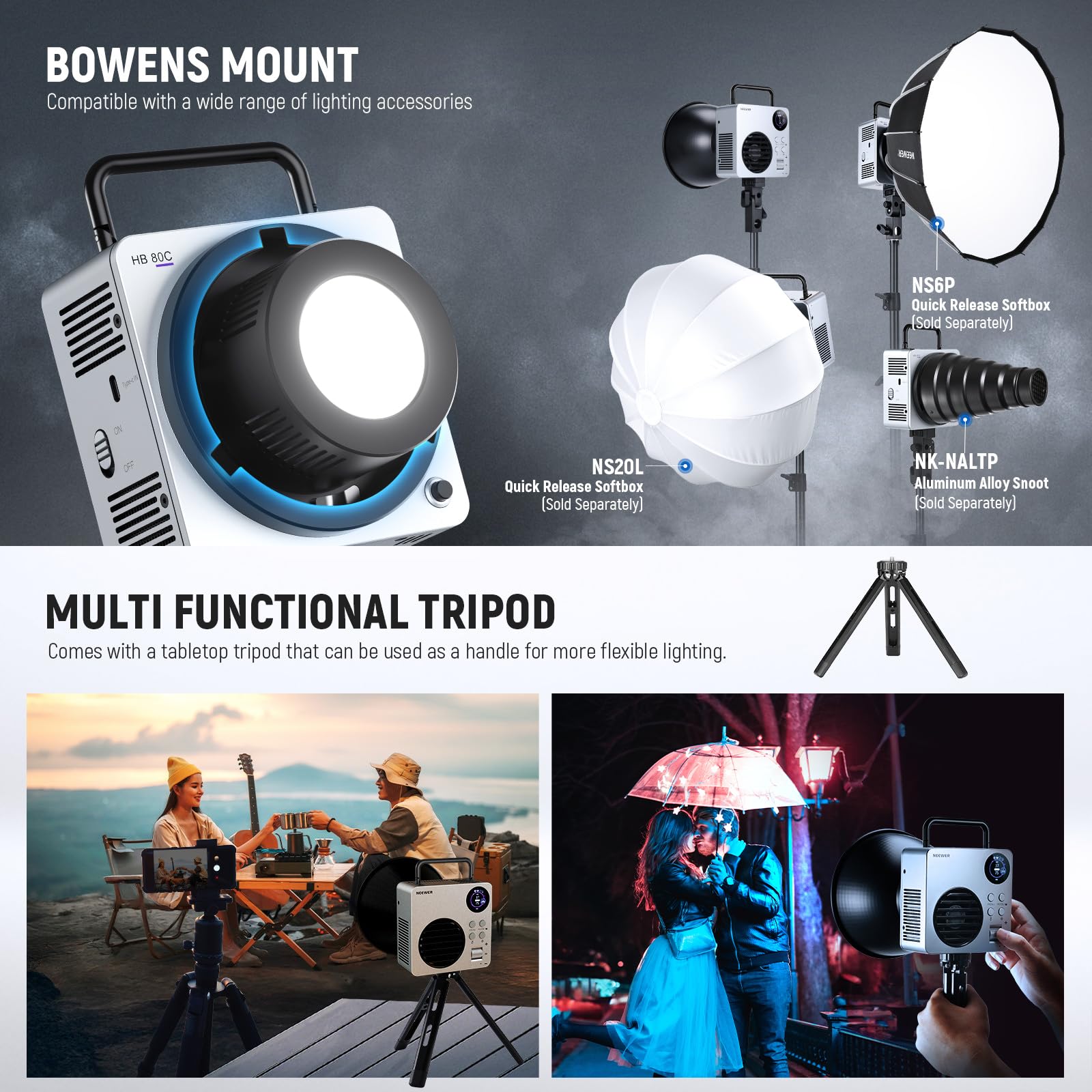 NEEWER HB80C 80W 高輝度定常光 RGBLEDライト Amazon.com : NEEWER HB80C RGBWW LED Video Light with Built-in 72Wh