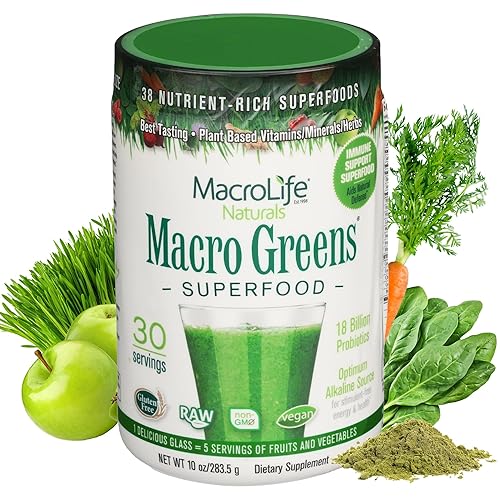 MacroLife Macro Greens Powder 38 Superfood Probiotics Antioxidants Digestive Enzymes