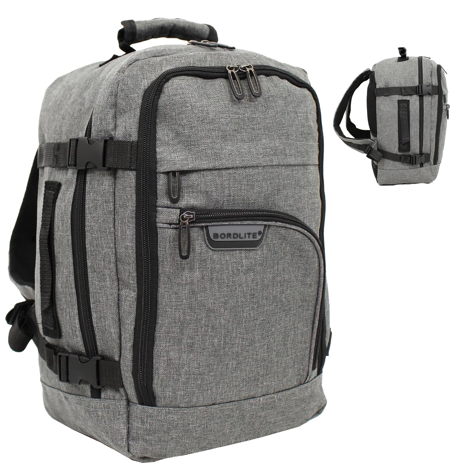 Bordlite Travel Underseat Cabin Approved Backpack, Lightweight Travel Rucksack, Premium Carry on Bag, 40x20x25cm - Grey