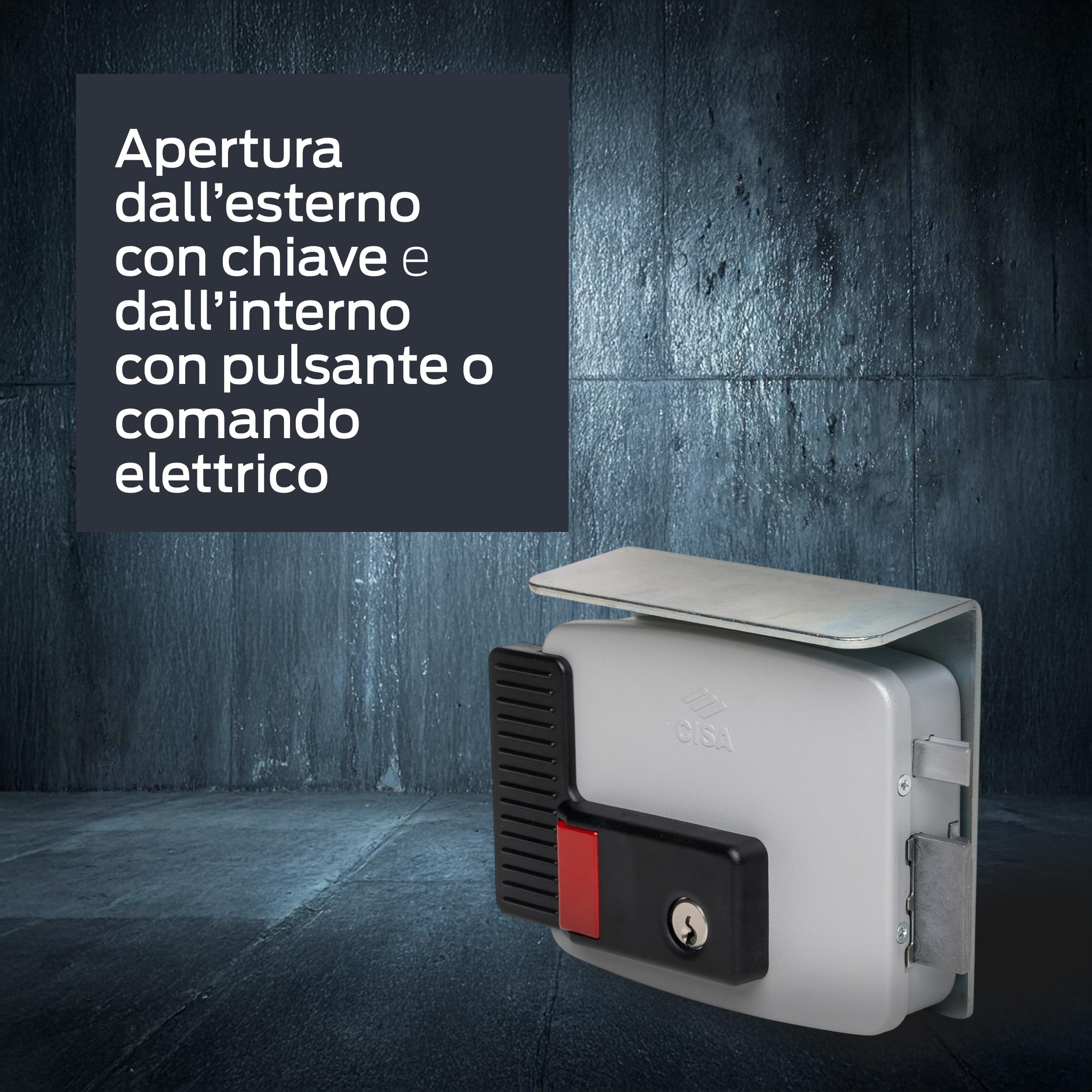 CISA - Serratura Elettrica da Applicare 111731501N7 - Elettroserratura CISA in Acciaio Verniciato con Chiave e Pulsante Interni - Funzione Fermo a Giorno - Entrata 50 Regolabile - Mano Destra