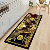 Vista 3 de Alfombra fresca de águila calva, color rojo oscuro y dorado, alfombra de 100 dólares, alfombra de pasillo para lavandería, cocina, alfombras