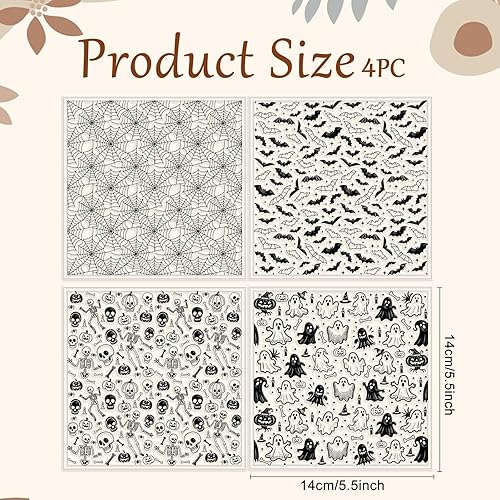 Miniatura 2 de CHGCRAFT 4 piezas de hojas de textura de arcilla polimérica de elementos de Halloween, fantasmas, textura de silicona, esqueletos, tapete de textura