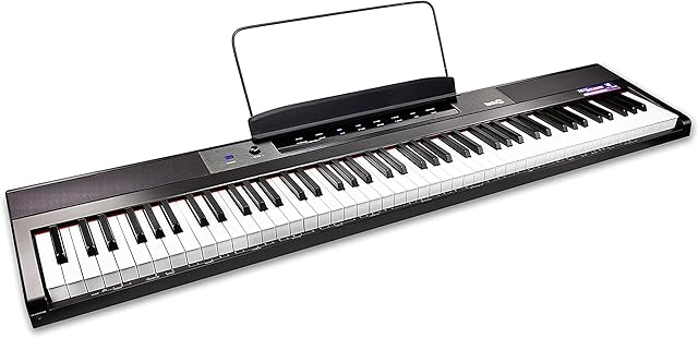 RockJam 88 Key Digital Piano Keyboard Piano with Full Size Semi-Weighted Keys, Power Supply, Sheet Music Stand, Piano Note Stickers & Simply Piano Lessons