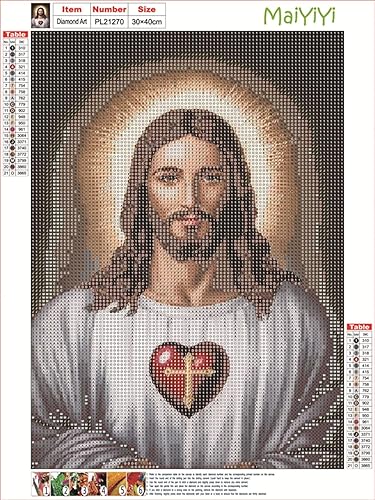 Miniatura 2 de MaiYiYi Juego de pintura de diamantes de la fe de Jesús, taladro redondo completo 5D, pintura de diamante de Dios por números, kit de arte de