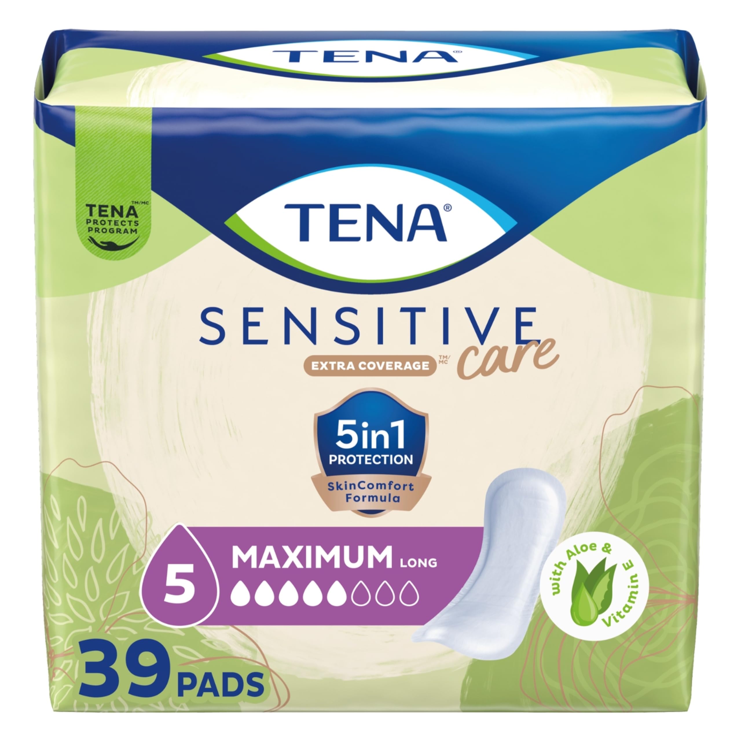 Photo 1 of TENA Sensitive Bladder Control Pad, Heavy Absorbency, Women, 15 in, 39 ct