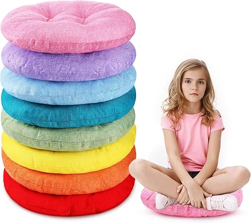 Fumete Cojines redondos de 16 pulgadas para niños y niños pequeños, asiento flexible para muebles de aula, almohada de suelo para el hogar,