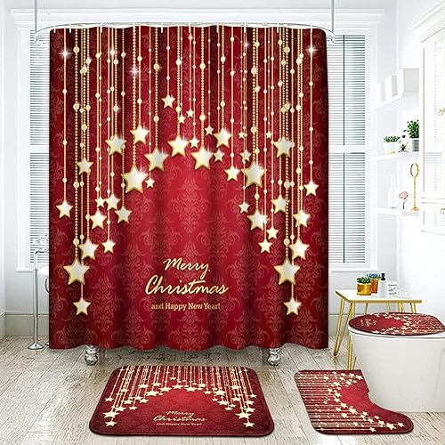 Britimes Juego de 4 cortinas de ducha, colibrí con alfombras antideslizantes, cubierta para tapa de inodoro y tapete de baño, duradero e