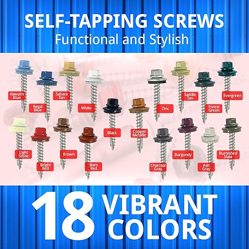 Miniatura 4 de Tornillos de metal para techos 10 500 unidades Tornillo de cabeza hexagonal pintado con arandela EDPM Tornillos de revestimiento de metal a madera