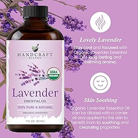 Handcraft Blends Organic Lavender Essential Oil - 1 Fl Oz - 100% Pure and Natural - Premium Grade Essential Oil for Diffuser and Aromatherapy