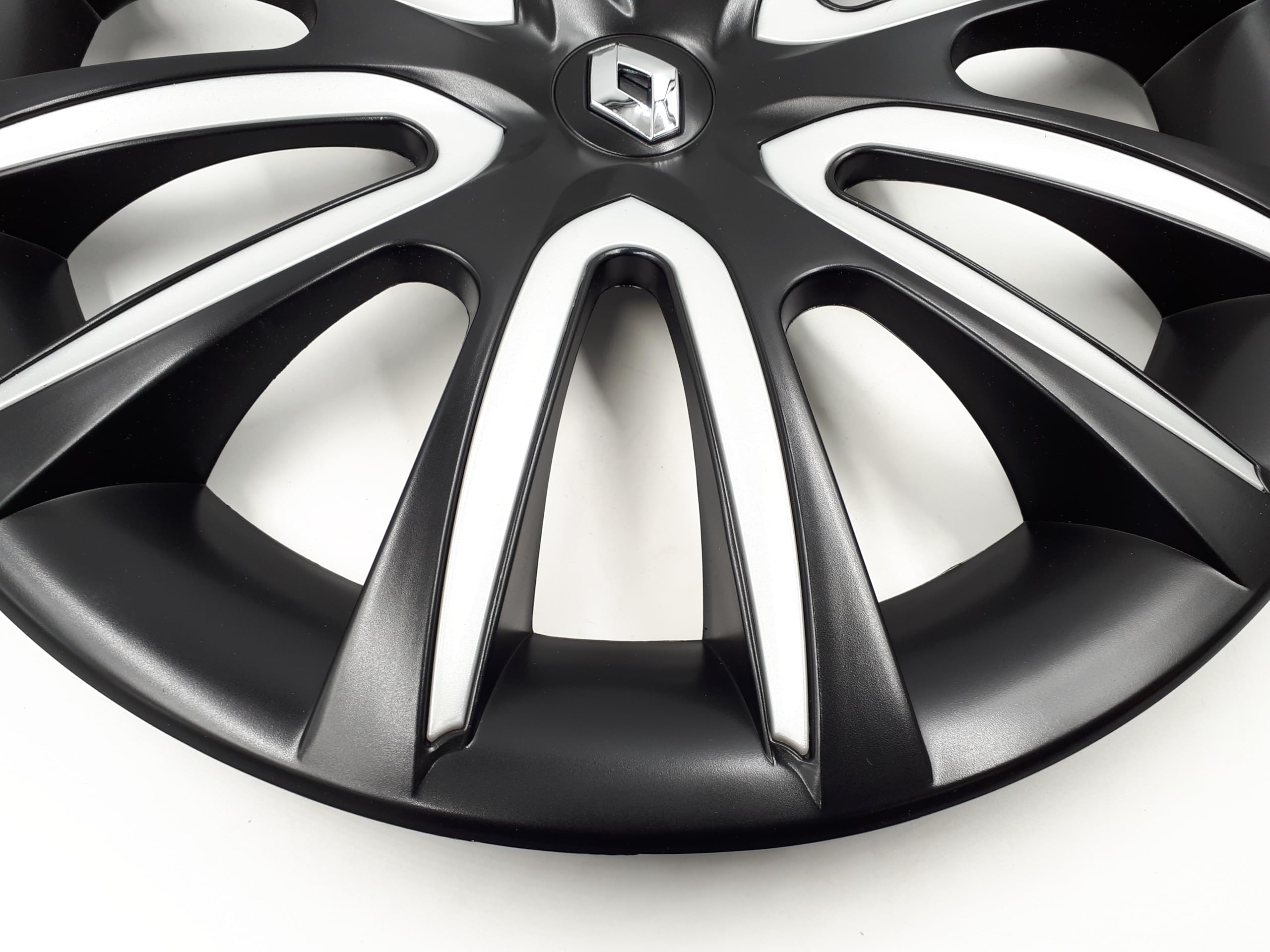 Lot de 4 enjoliveurs d'origine pour Renault Dacia, 40,6 cm (16 pouces), bicolore, noir et gris.