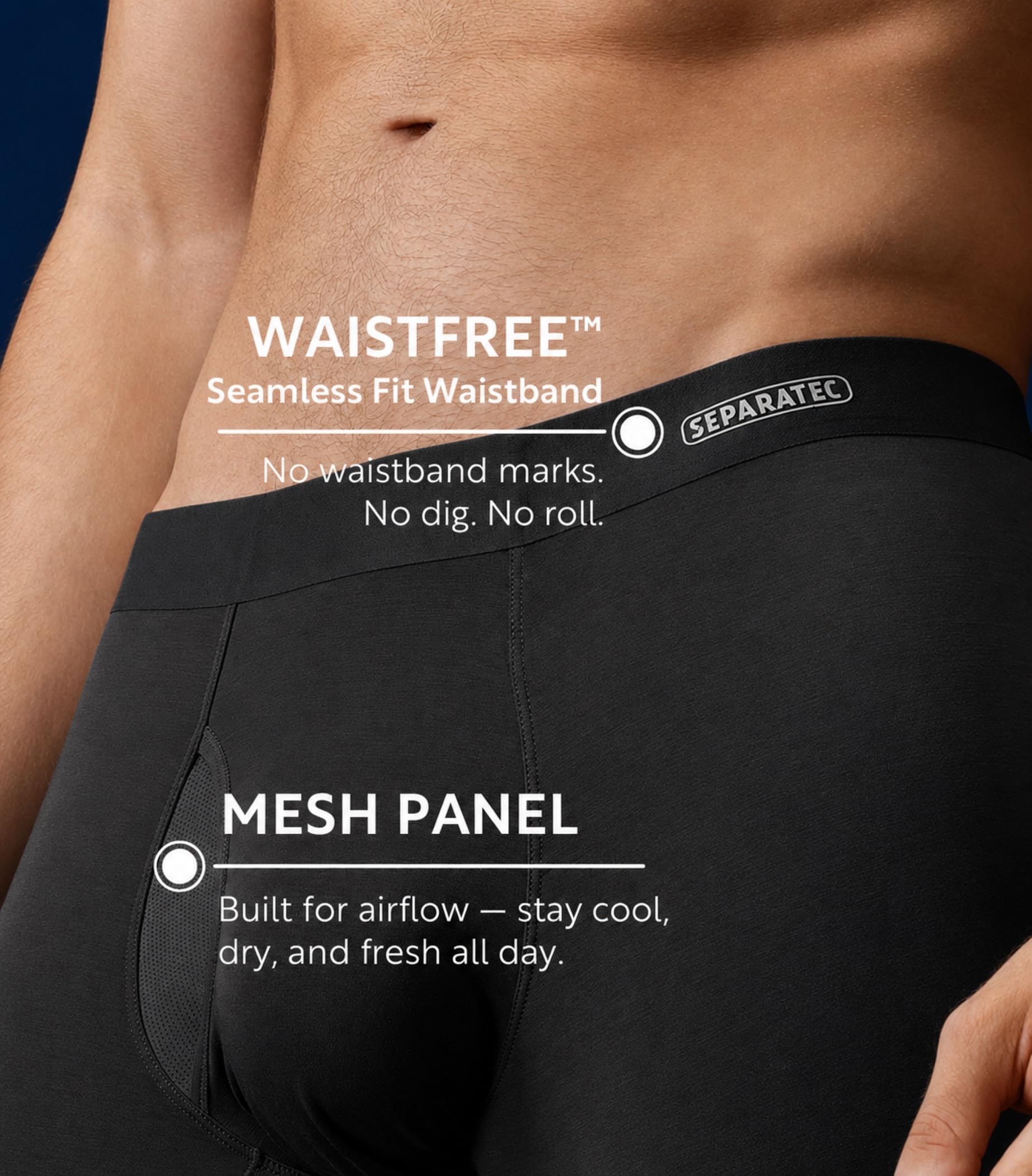 Separatec Herren-Unterwäsche mit separatem Beutel, Micro-Modal-Boxershorts, nahtloser Bund, Unterwäsche für Herren, 4 Stück