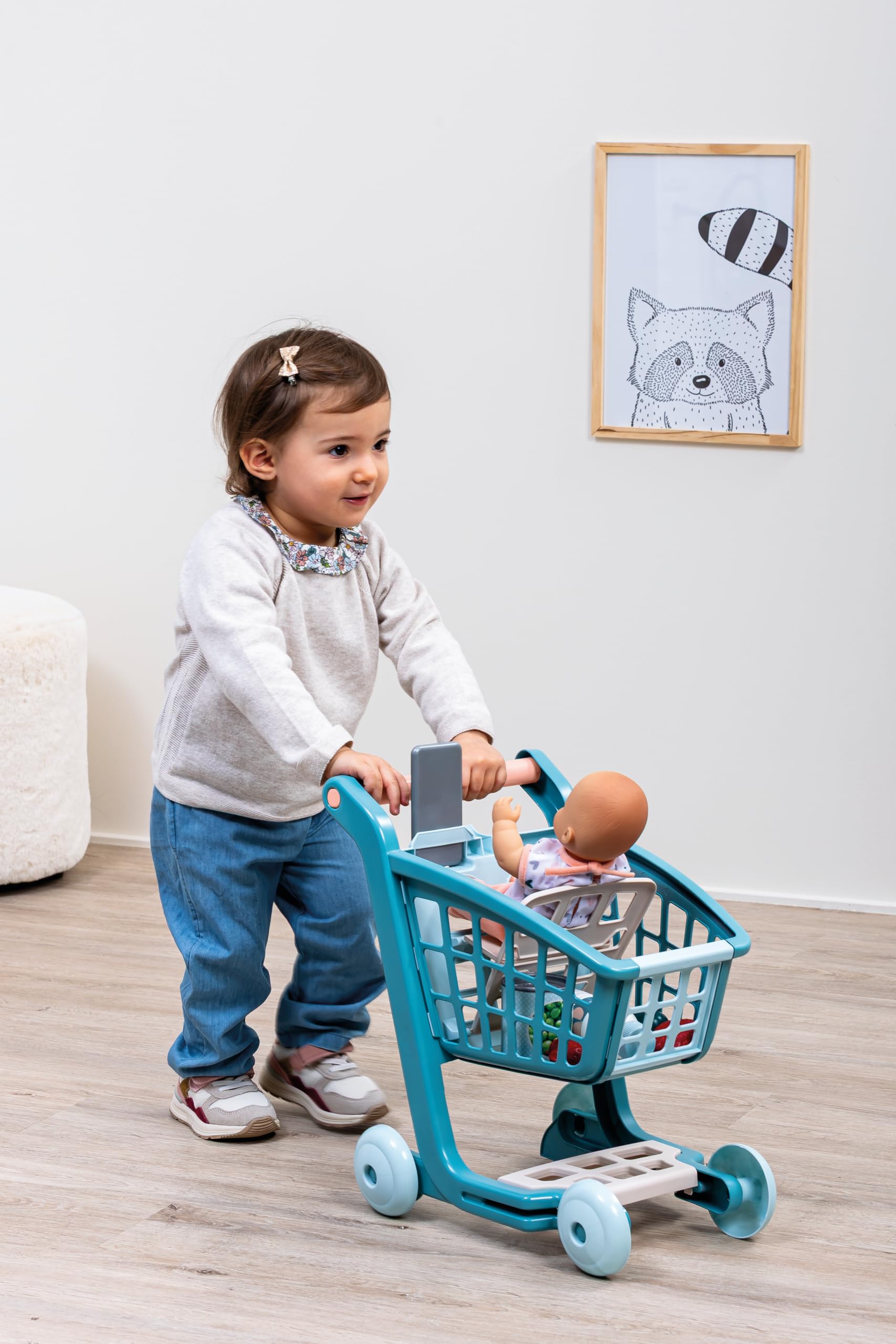 Ecoiffier - Carrello per la Spesa con Bambola, Set Gioco di Ruolo con Passeggino Carrello e Bambola Inclusa, Gioco di Imitazione e Cura, +18 Mesi, 7900001658