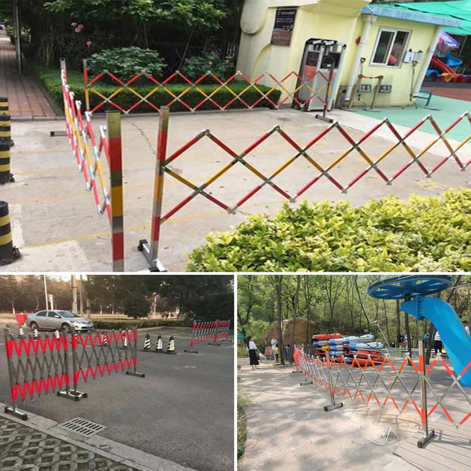 Puerta de barrera extensible ajustable, valla de seguridad de acero inoxidable, barrera de seguridad retráctil móvil para uso comercial, ideal para seguridad industrial y control de acceso