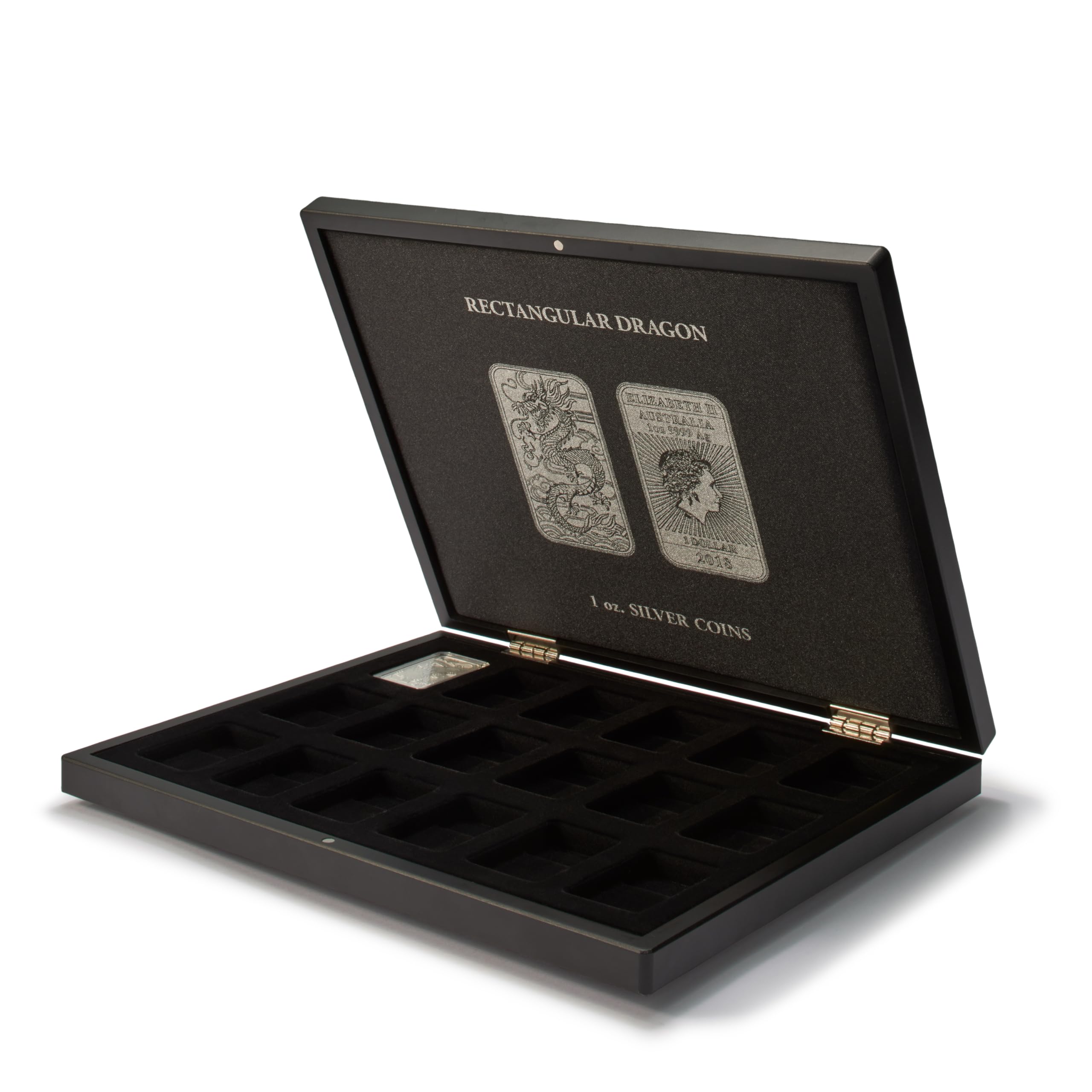 Leuchtturm 368466 Volterra Uno coin box for 18 silver coins Rectangular Dragon in capsules - mahogany wood look