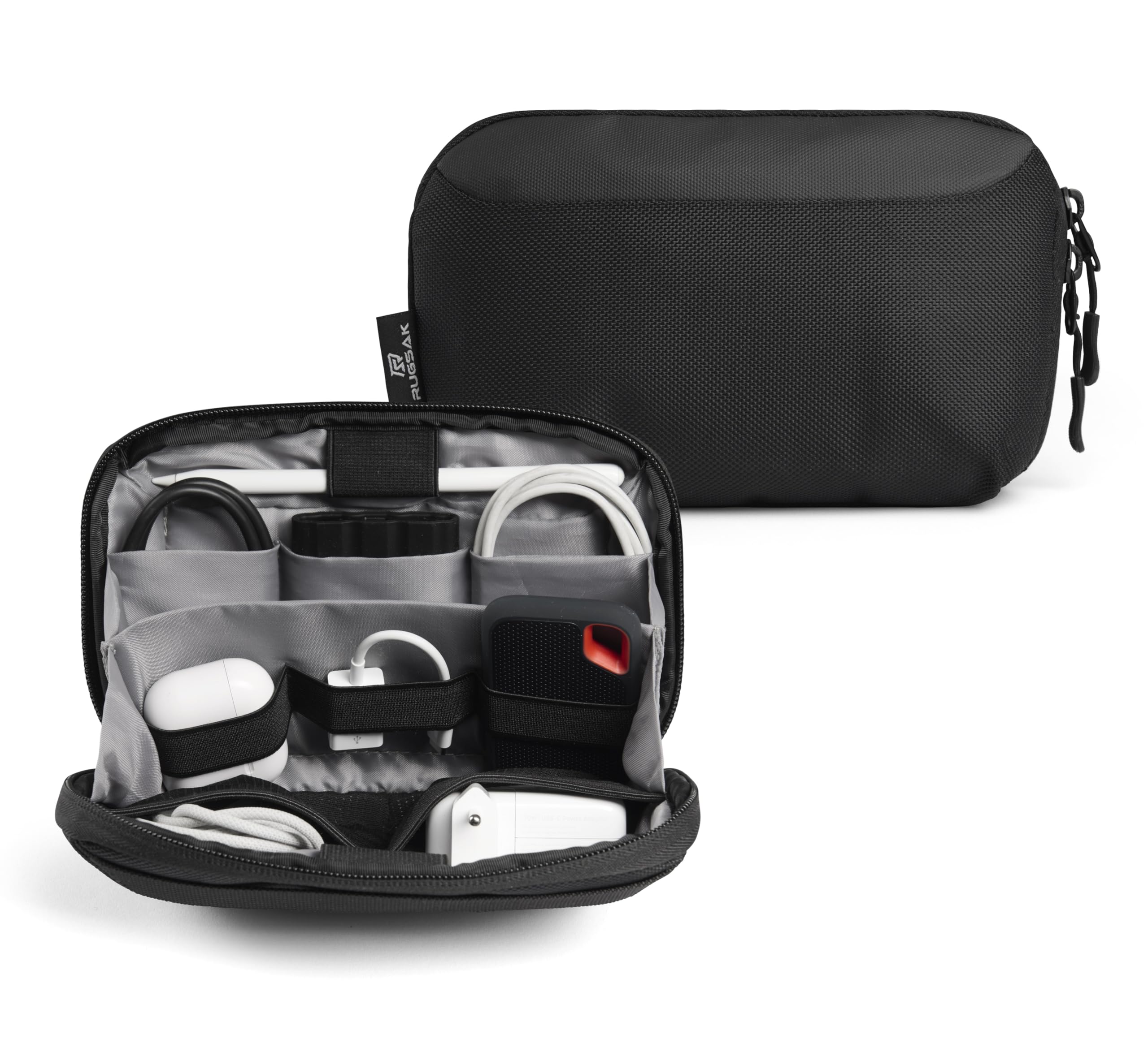 RUGSAK - Borsa organizer per cavi, accessori elettronici compatti per laptop, cellulare, caricabatterie, cavi, hard disk, adattatori e schede SD | Tech Pouch Cable Bag per viaggi e ufficio