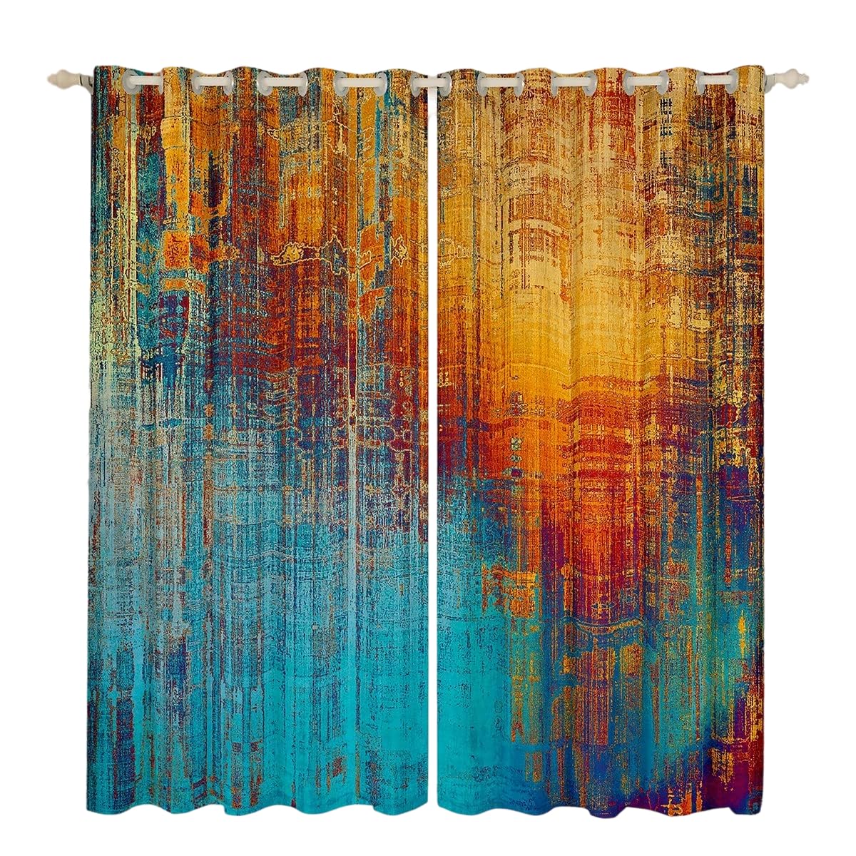 Blue Ombre Blackout Curtains Navy Grunge Curtains & Drapes Aesthetic,Watercolor Abstract Curtains Tie Dye Gradient Blackout Curtains,Oil Painting Window Drapes Hippie Modern Home Decor 46x72,2 Panels
