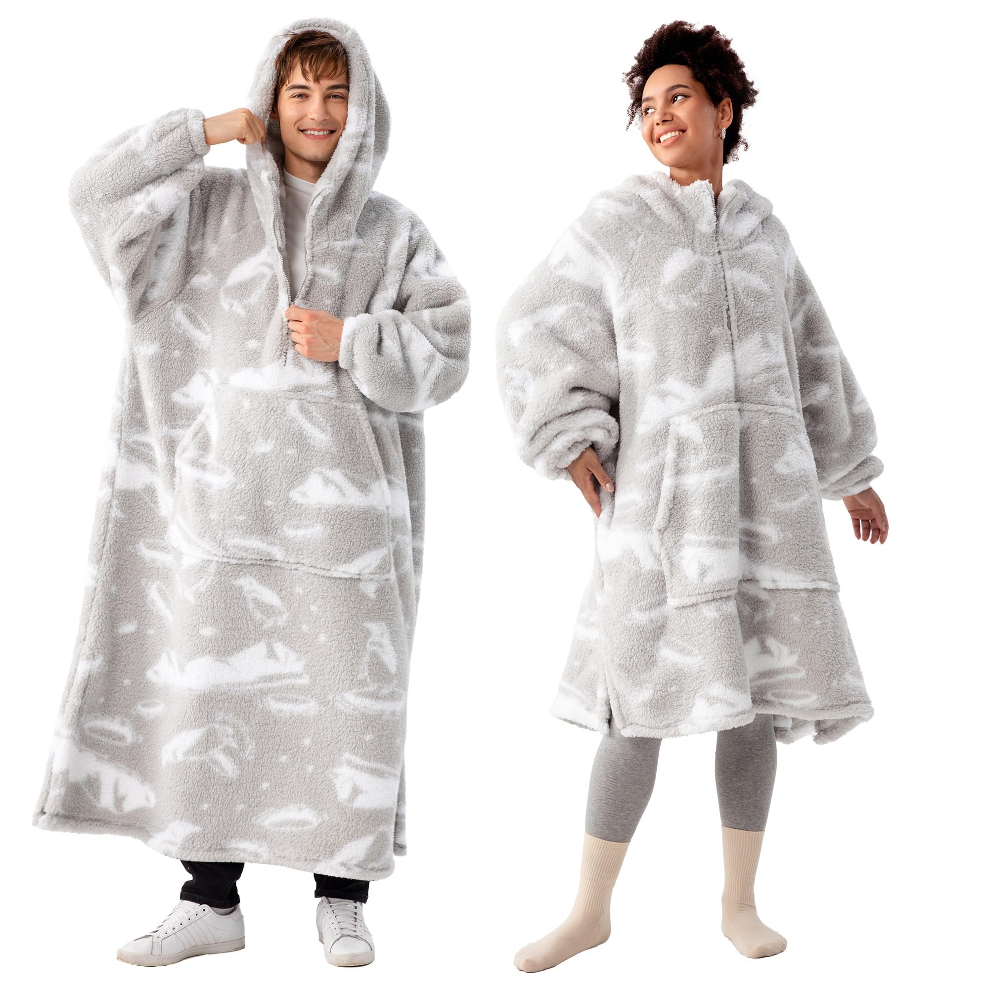 Amazon.com: Winthome Oversized Wearable Blanket Hoodie Sweatshirt with  Quarter Zipper, Super Warm Cozy Hooded Sherpa Lounging Pullover for Adults  Men Women : Home u0026 Kitchen
