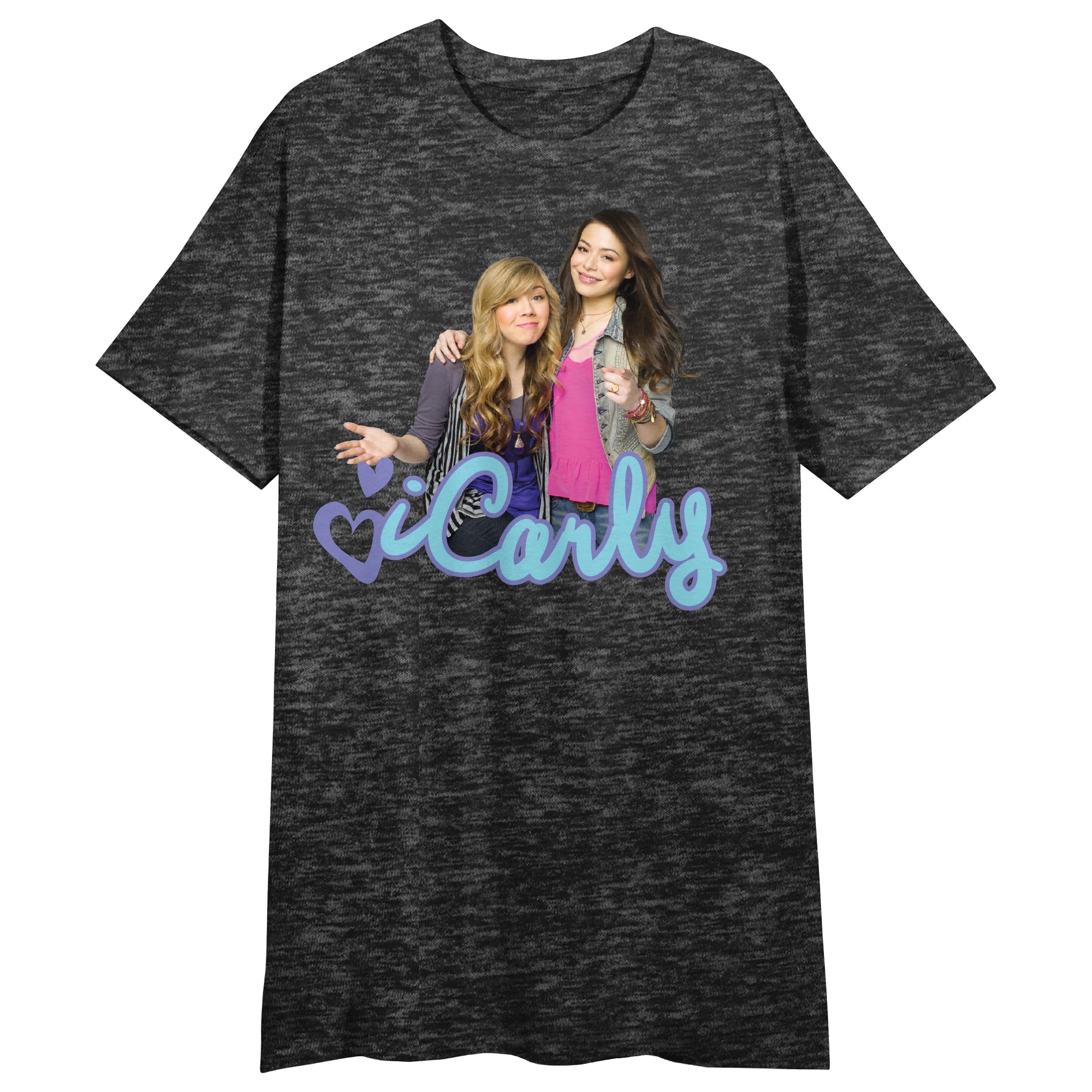 Bioworld iCarly Sam & Carly Crew Neck Short Sleeve Black Heather Women's Night Shirt