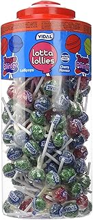 Vidal Lollipops Lotta Lollies Lollipops Tongue Painter Gluten Free, Suitable for Vegetarians 150 Lollies (Cherry Flavour Mixed Colours)