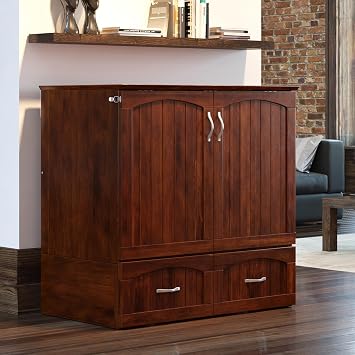 AFI, Southampton Murphy Bed Chest Twin XL with 6 Mattress, Storage Drawer & Built-in USB Charger, Walnut