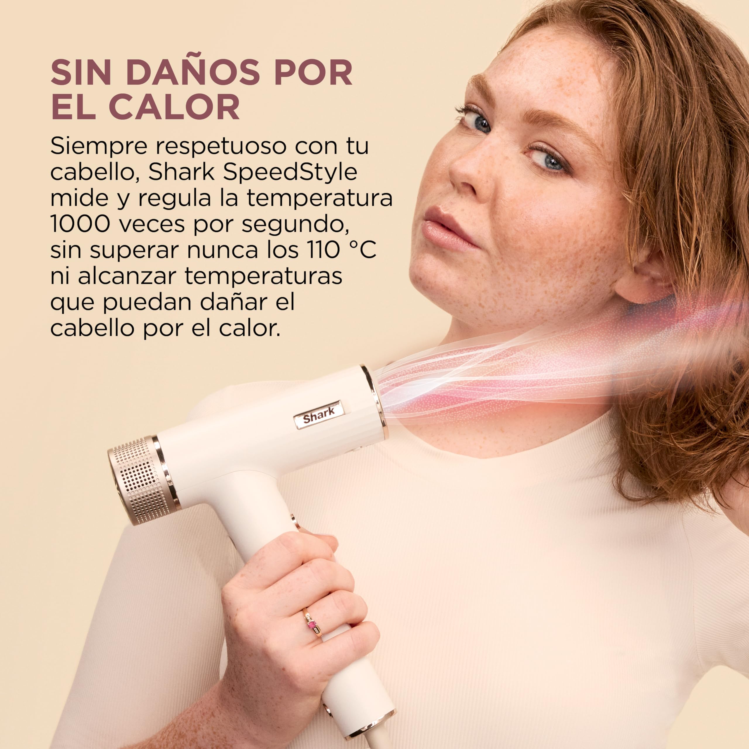 Shark SpeedStyle Secador de pelo y Rapid Gloss Finisher con bolsa de viaje, 5 moldeadores, para todo tipo de cabellos, secado rápido, sin dañar el cabello, ajustes automáticos, en blanco seda, HD352EU