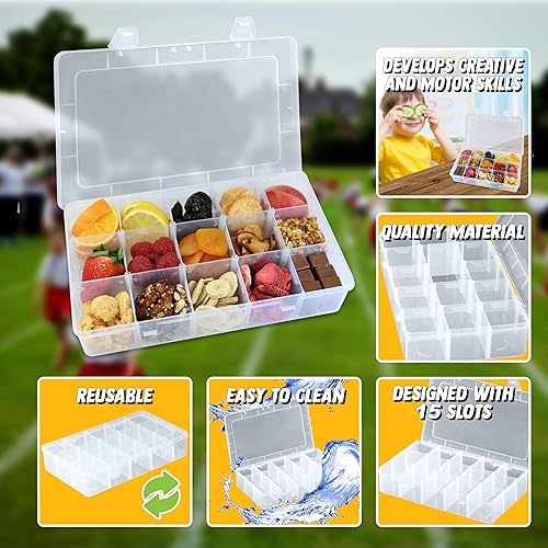 Miniatura 6 de Skywin Bandeja de aperitivos  Recipientes cuadrados divertidos y funcionales  Caja de aperitivos fácil de usar y limpiar, fomenta una alimentación