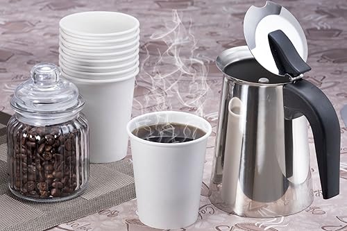 Miniatura 6 de NYHI Paquete de 100 tazas de café desechables de papel blanco de 16 onzas, tazas de café frías y calientes, para jugo de agua, té espresso, ideal