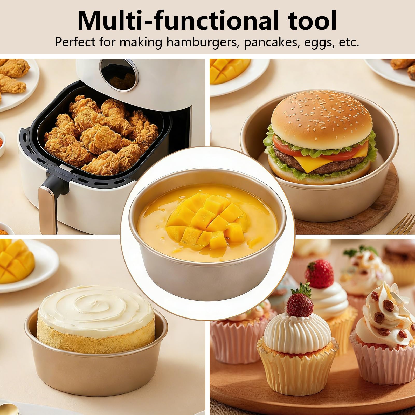 2 Piezas Molde Huevos Air Fryer, Moldes Air Fryer, Huevos Freidora de Aire, Accesorios Airfryer para Huevo, Sándwiches, Cupcakes, Hamburguesa, Magdalenas y Tortitas — view 4