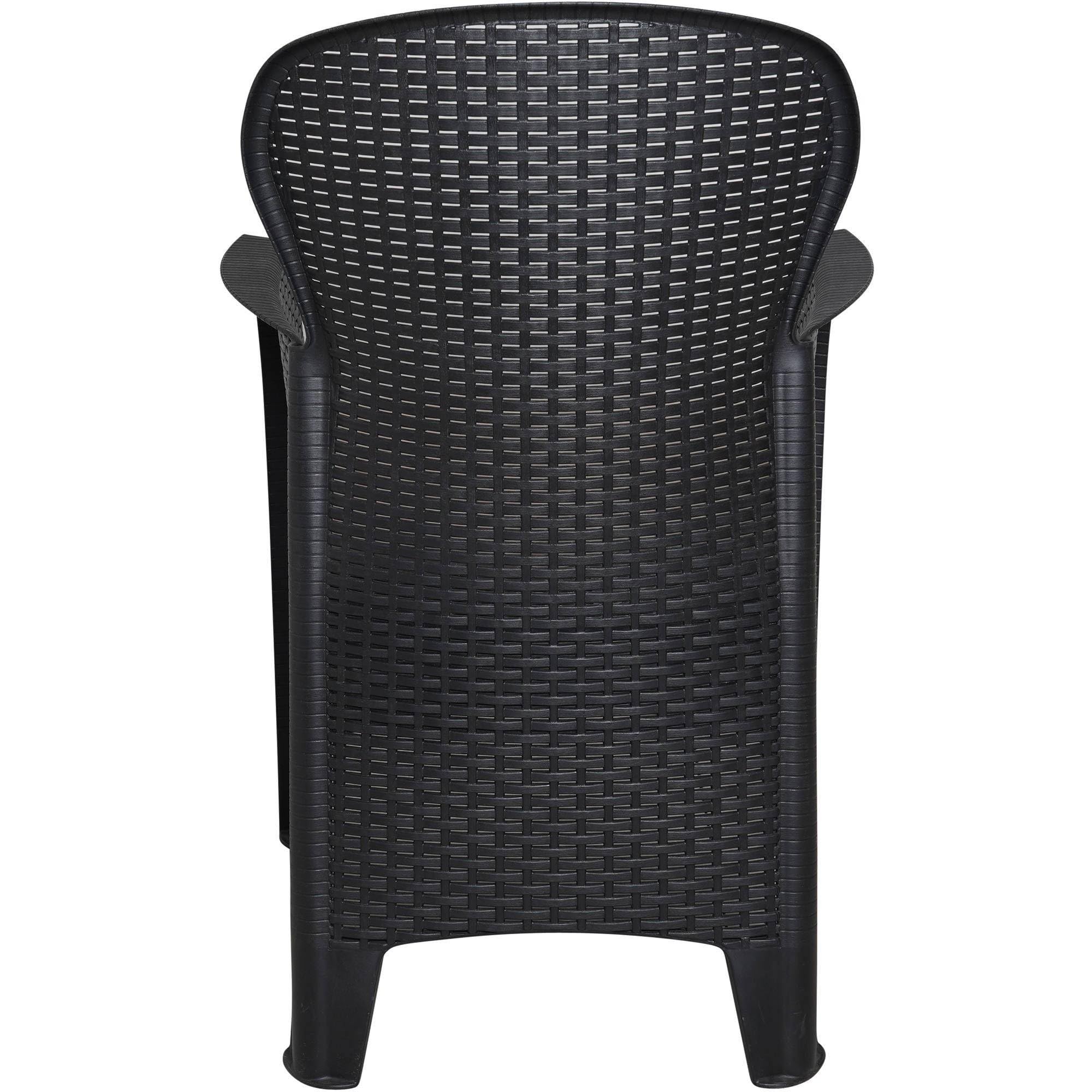 Dmora - Sedia da esterno Como, Seduta da giardino, Poltrona outdoor effetto rattan, 100% Made in Italy, 59x57h85 cm, Antracite