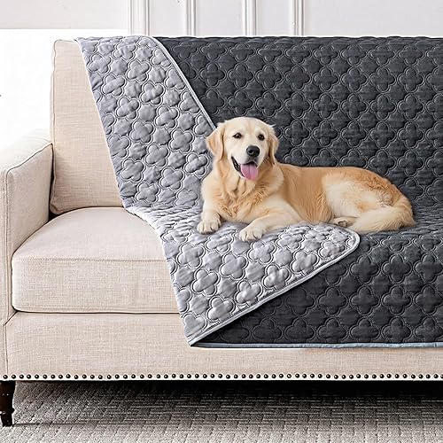 Miniatura 10 de Manta impermeable 100% de doble cara, funda de sofá lavable para perros, funda reversible para cama de perro, protector de muebles de sofá (gris
