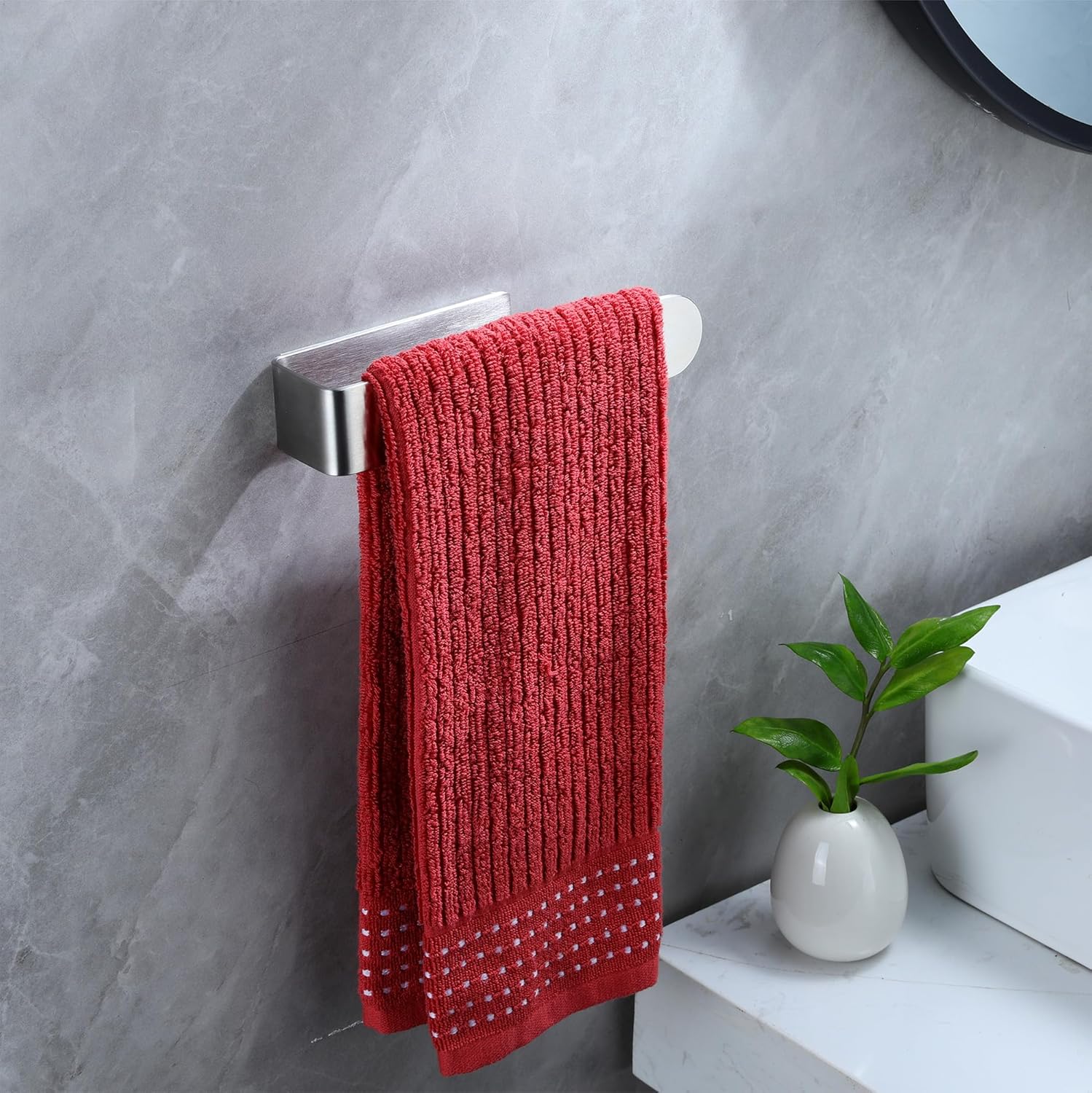 ZUNTO Self Adhesive Towel Bar - 7.9 Inch Towel Holder Stainless Steel, No Drill Bath & Kitchen Holder for Dish Cloths, RV Life (Brushed Modern) - Image 3