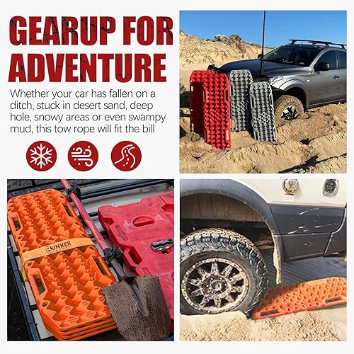 Miniatura 9 de BUNKER INDUST Tablas de tracción todoterreno con base de gato, 1 par de alfombrillas de recuperación para tracción de neumáticos de 4 x 4 Jeep Truck