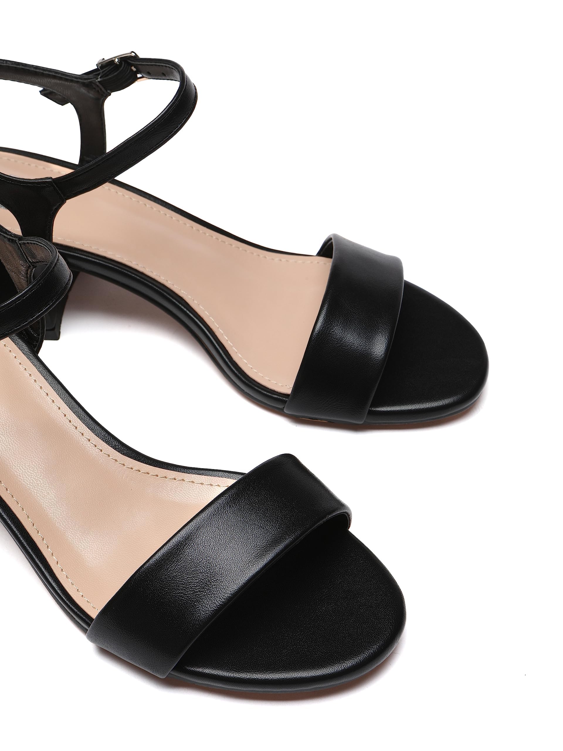 Sandali Donna con Tacco, Nero, 5 cm Tacco a blocco, Cinturino alla caviglia, Microfibra, C553-K1781-MF